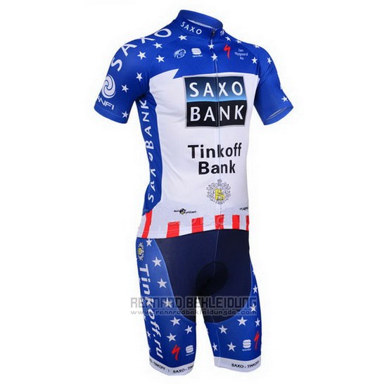 2013 Fahrradbekleidung Tinkoff Saxo Bank Champion Stati Uniti Trikot Kurzarm und Tragerhose